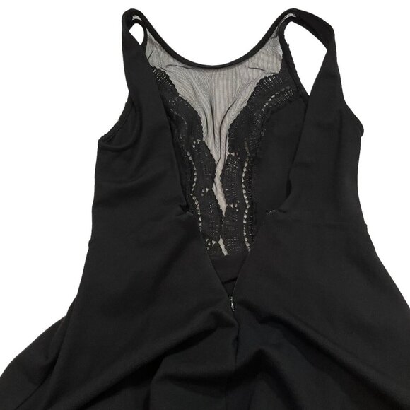 Lulus Women's Black I Promise Mini Skater Dress Lace Mesh Detail Size Small - Picture 4 of 8